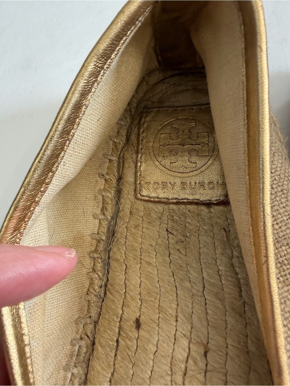TORY BURCH Women's size 8.5 Espadrilles Gold Flats CACTUS CHILLE PEPPER Loafers - Picture 3 of 6
